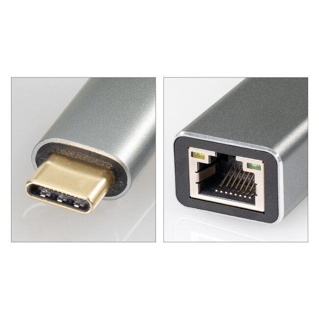 USB-C zu RJ45 LAN Adapter | USB 3.0 | CAT6 | Aluminium | 0,15 m