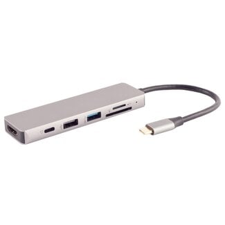 S-Impuls USB-C zu HDMI 4K 30Hz, USB-A+C & SD Adapter | PD 100W | Aluminium | 0,15 m