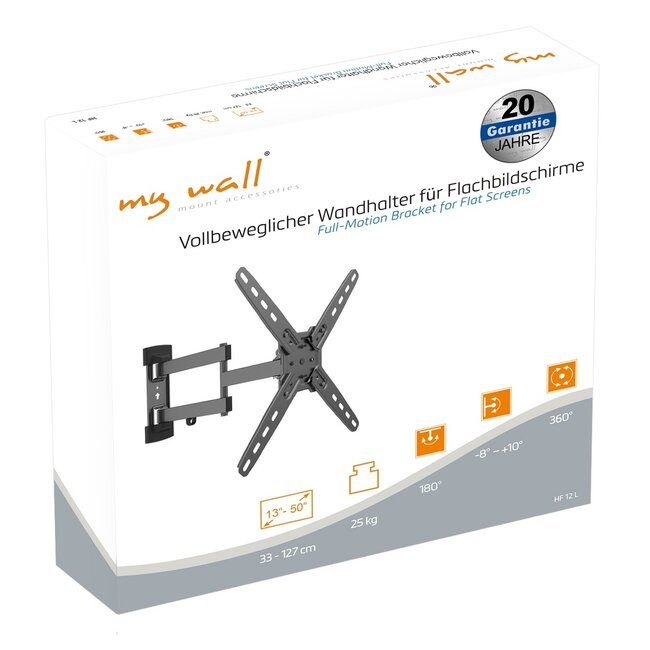 My Wall TV-Wandhalterung | bis 50 Zoll | Full Motion | 3 Drehpunkte | drehbar