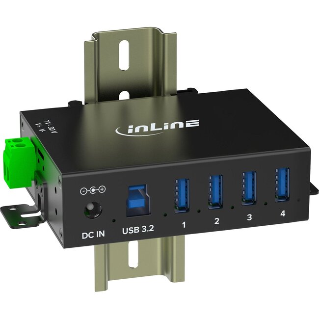 InLine Industrie USB-Hub | 4x USB-A | USB 3.0 5 Gbps | 24W Netzteil
