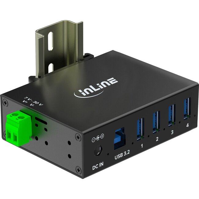 InLine Industrie USB-Hub | 4x USB-A | USB 3.0 5 Gbps | 24W Netzteil