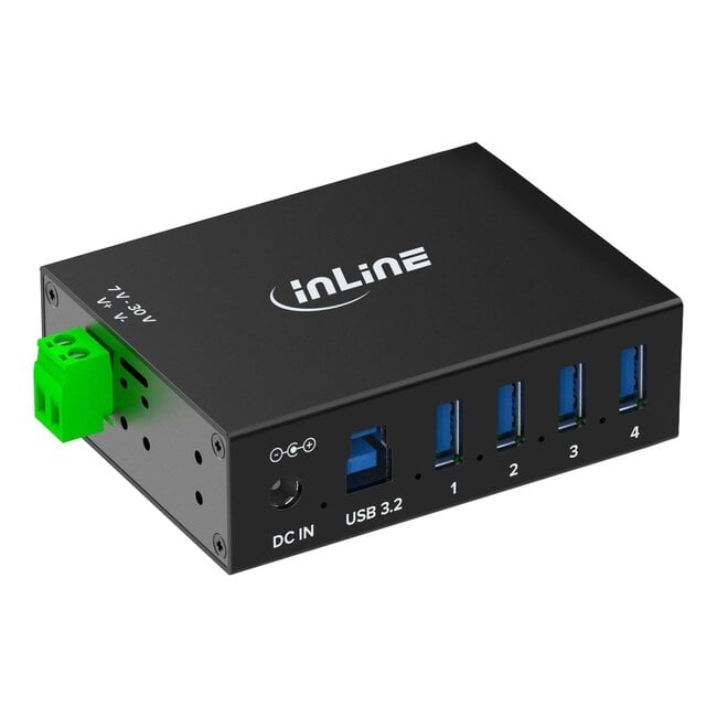 InLine Industrie USB-Hub | 4x USB-A | USB 3.0 5 Gbps | 24W Netzteil