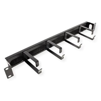 Value 19 Zoll Einbau-Kabeldurchführung mit Bürste und 4 Ösen (G-Typ) | 1U | Schwarz