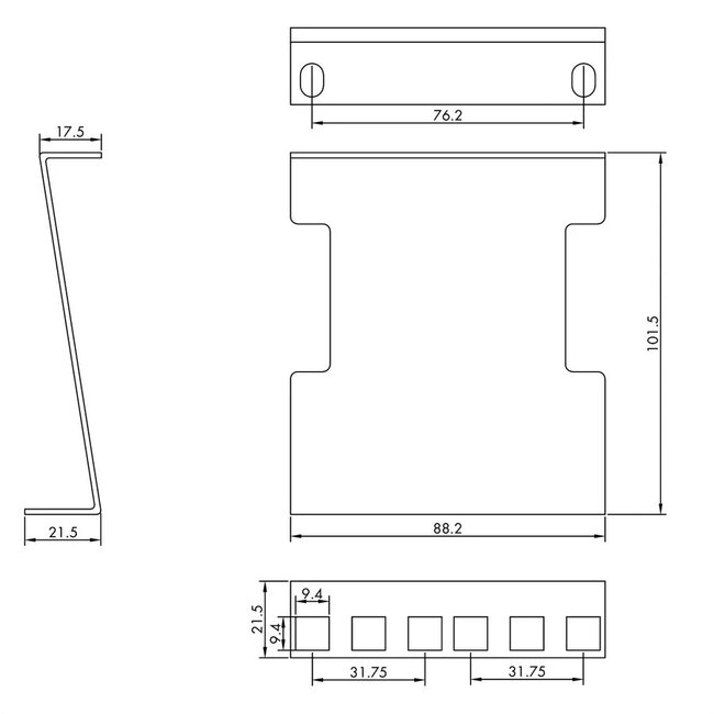 Tiefeverlängerung für 10"/19" Komponenten | 10 cm | 2U | Schwarz | 2 Stück
