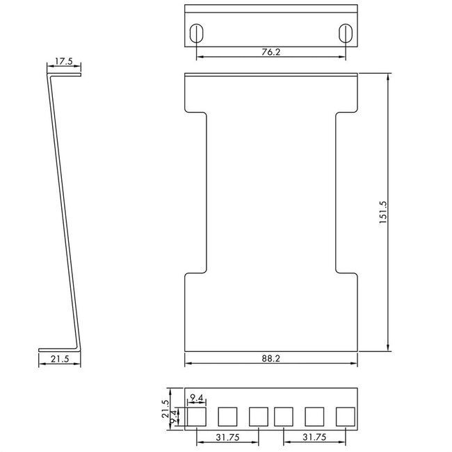 Tiefeverlängerung 15cm für 10"/19" Komponenten | 2U | Schwarz | 2 Stück