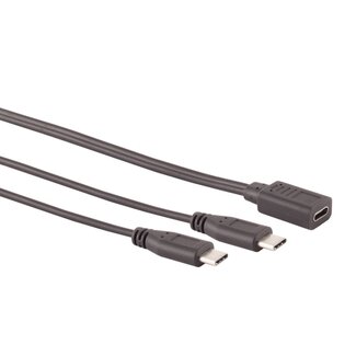 S-Impuls USB-C (v) auf 2x USB-C (m) Splitter | USB 2.0 | 5W | Schwarz | 0,30 m