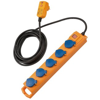 Brennenstuhl Brennenstuhl Super-Solid-Line Baustellen-Steckdosenleiste | IP54 | FI-Schutzschalter | 5 Steckdosen | Schalter | Gelb | 5 m