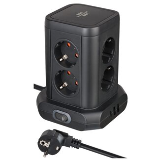 Brennenstuhl Brennenstuhl Steckdosenleiste Turm | 8 Steckplätze | 2x USB-A + 1x USB-C PD 20W | 2 m Kabel