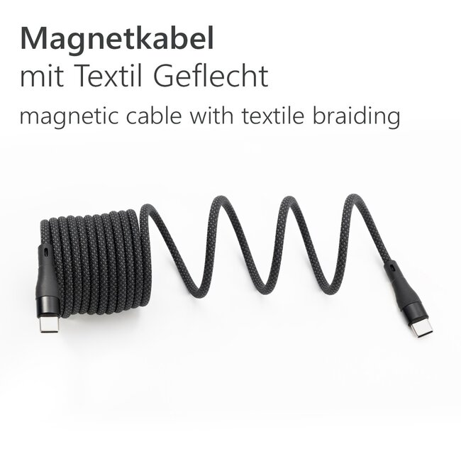 USB-C Magnetkabel | USB 2.0 | PD 100W | Nylon | 2 Meter