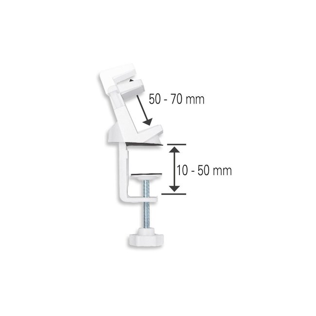 MaxTrack Steckdosenleiste Tischbefestigung | Schraubklemme | Tischplatte bis 50mm | Weiß