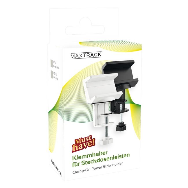 MaxTrack Steckdosenleiste Tischbefestigung | Schraubklemme | Tischplatte bis 50mm | Weiß