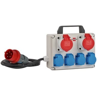Brennenstuhl Brennenstuhl Energy Station IP44 mit Tragegriff | CEE 5-pol (m) - 2x CEE 5-pol + 4x CEE 7/3 (w) Steckdosen | 400V/16A | 2 m
