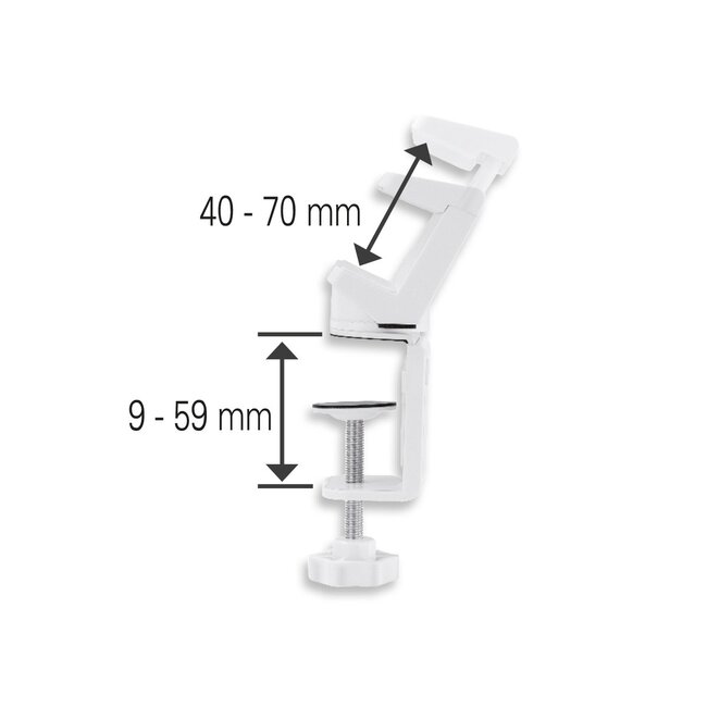 MaxTrack Steckdosenleiste Tischbefestigung | Drehbar | Schraubklemme | Tischplatte bis 50mm | Weiß
