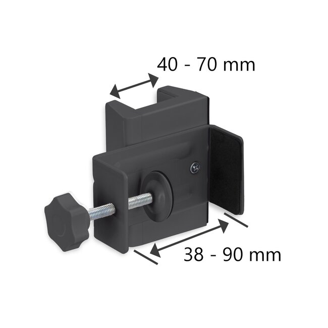 MaxTrack Steckdosenleiste Tischbefestigung | Schraubklemme | Tischdicke bis 90mm | Schwarz