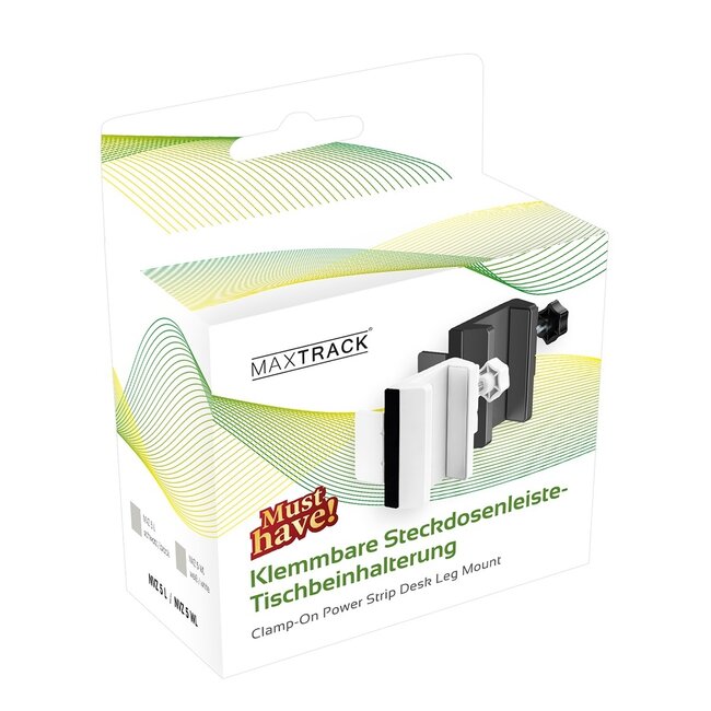 MaxTrack Steckdosenleiste Tischbefestigung | Schraubklemme | Tischdicke bis 90mm | Schwarz