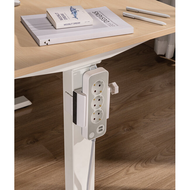 MaxTrack Steckdosenleiste Tischbefestigung | Schraubklemme | Tischdicke bis 90mm | Weiß
