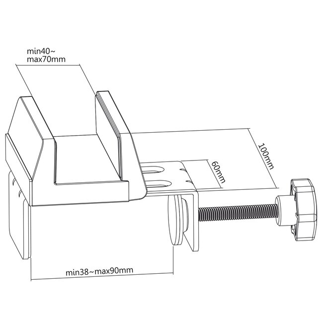 MaxTrack Steckdosenleiste Tischbefestigung | Schraubklemme | Tischdicke bis 90mm | Weiß