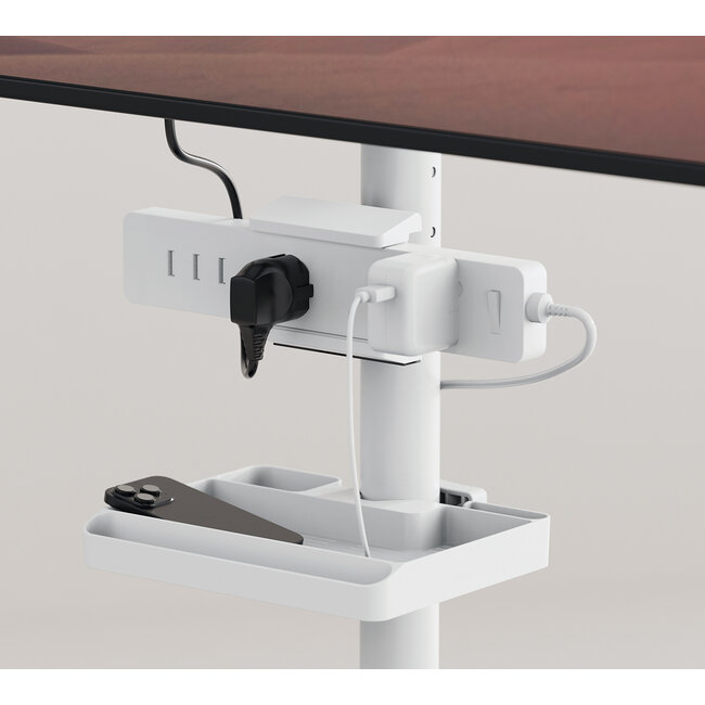 MaxTrack Steckdosenleiste Rohrbefestigung | Schraubklemme | Rohrdurchmesser 40-90mm | Weiß