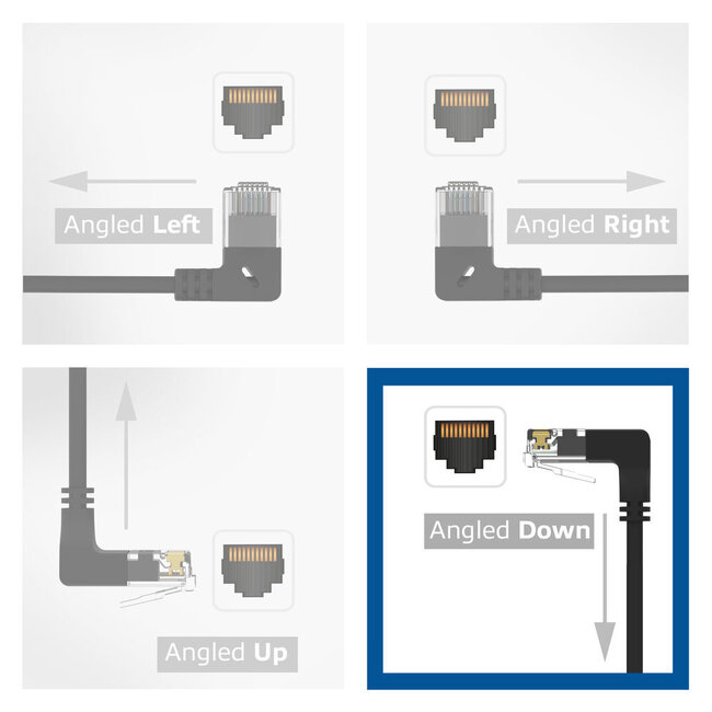 UTP CAT6a Slimline Netzwerkkabel | Winkelstecker unten / Winkelstecker unten | LSZH | Schwarz | 1,5 m