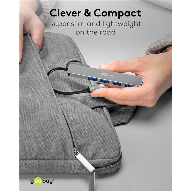 Goobay USB-Hub (USB-C) | 4x USB-A | USB 3.0 5 Gbps | Aluminium | 0,10 m