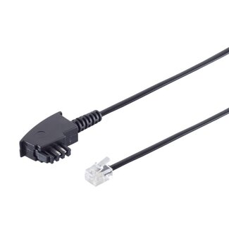 S-Impuls TAE-F RJ11 Telefonkabel | Universal (alt + neu) | Schwarz | 3 Meter