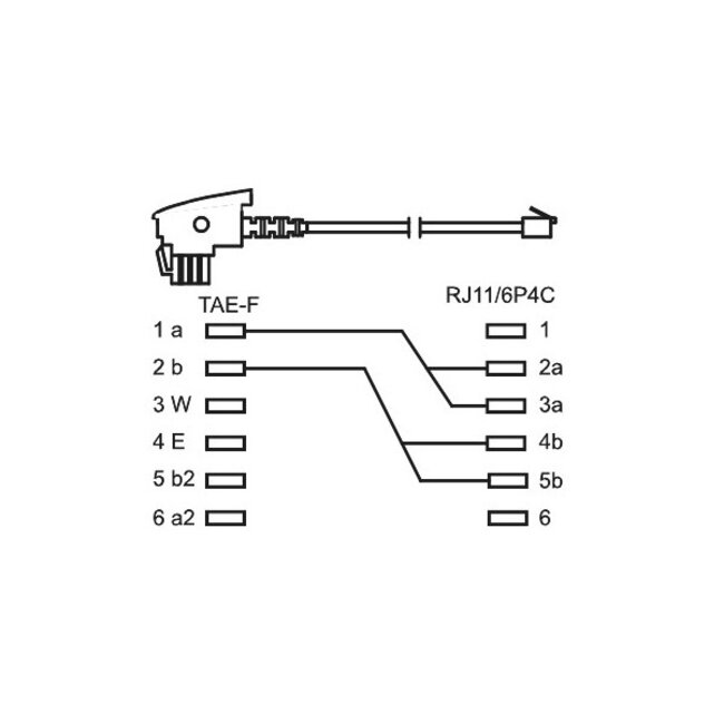 TAE-F RJ11 Telefonkabel | Universal (alt + neu) | Schwarz | 6 Meter