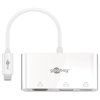 Goobay Goobay USB-C auf DisplayPort 4K 60Hz, HDMI 4K 30Hz & VGA 1080p Adapter | Weiß | 0,15 m