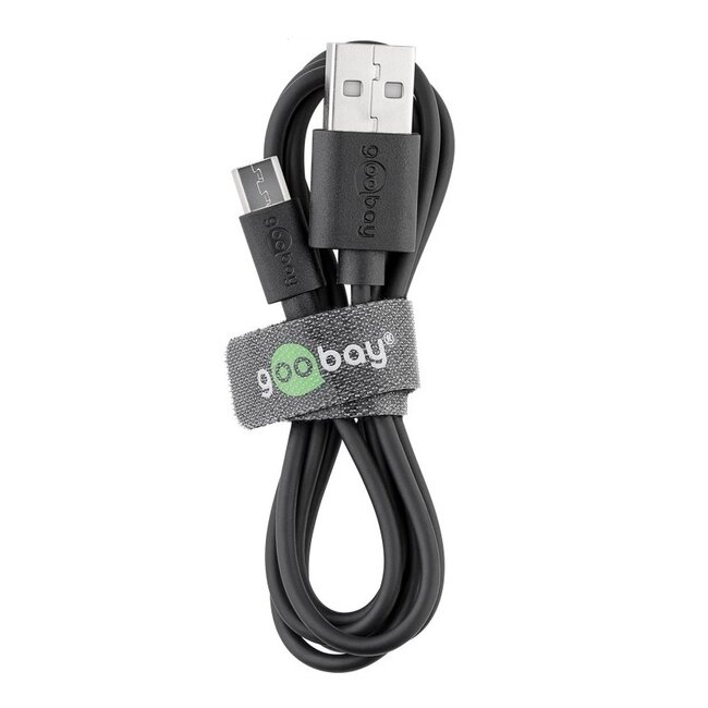 Goobay flaches USB-Ladegerät mit Micro-USB-Kabel | 5W | Schwarz | 1 Meter