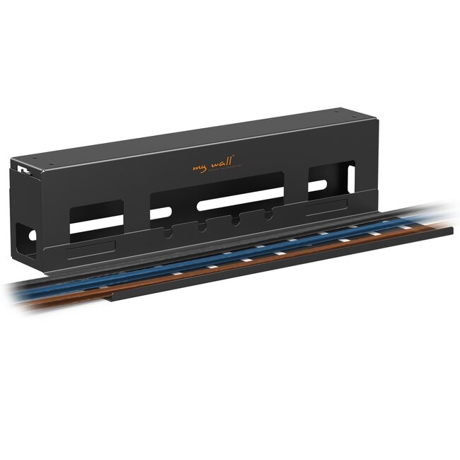 My Wall Schreibtisch Kabelkanal mit Box und Schraubbefestigung | 40 x 10 cm | Schwarz