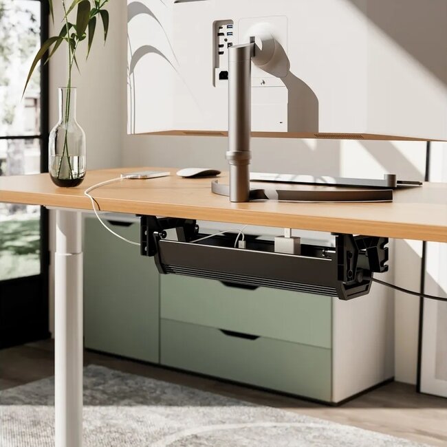 Roline Easy2Open Schreibtisch-Kabelkanal | 44,9 x 11,8 cm | Schwarz