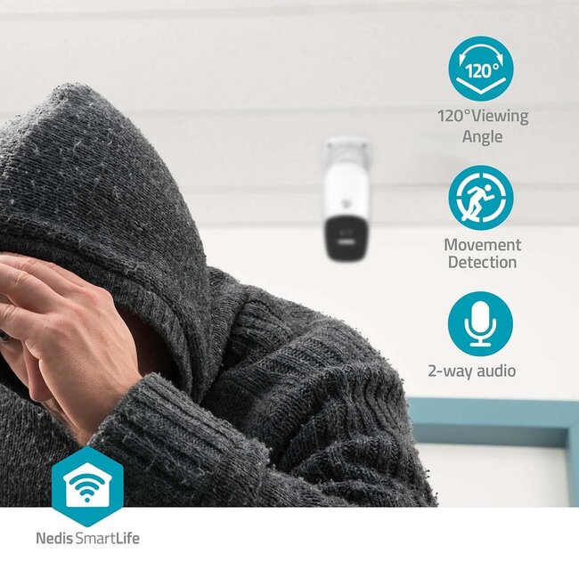 Nedis SmartLife Outdoor-Kamera mit Spotlight | Akku | Wi-Fi | 4MP Quad HD 1440p