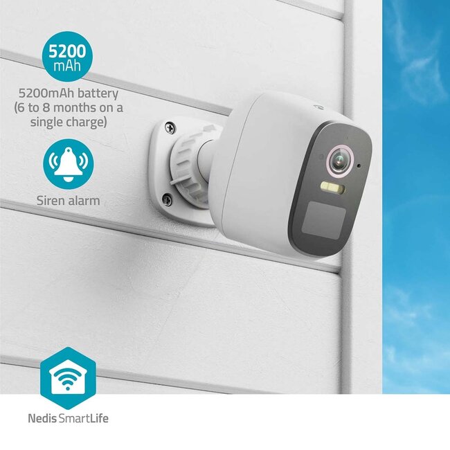 Nedis SmartLife Outdoor-Kamera mit Spotlight | Akku | Wi-Fi | 4MP Quad HD 1440p