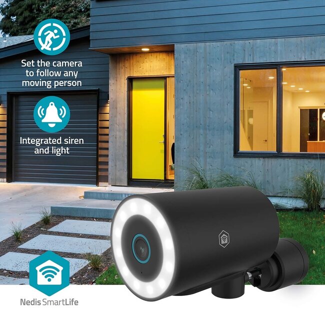 Nedis SmartLife Outdoor-Kamera mit Spotlight | USB-Stromversorgung | Drehbar | Wi-Fi | 4K