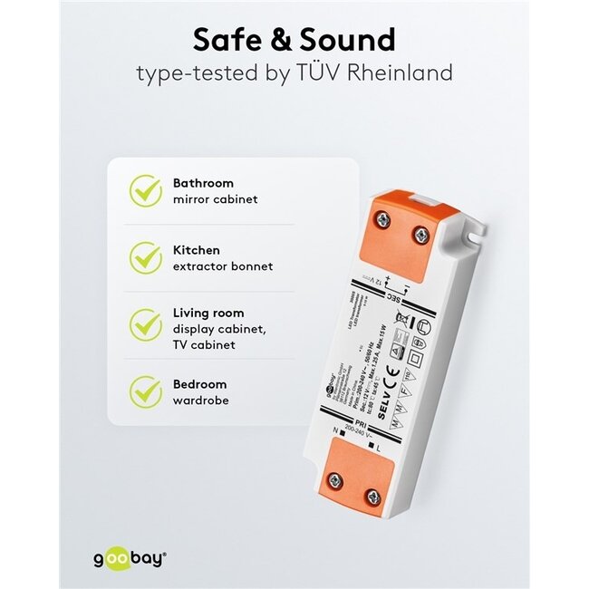 Goobay LED-Trafo | 12V DC | 15W | IP20