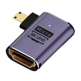 Universal Premium Micro HDMI-zu-HDMI Adapter | 90° Linkswinkel | HDMI 2.1 (8K 60Hz + HDR) | Metall