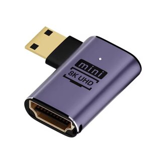 Universal Premium Mini HDMI-zu-HDMI Adapter | 90° Links | HDMI 2.1 (8K 60Hz + HDR) | Metall