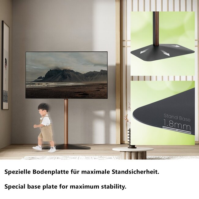 My Wall TV-Standfuß | bis 75 Zoll | neigbar | Schwarz/Nussbaum