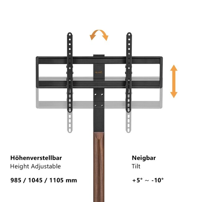 My Wall TV-Standfuß | bis 75 Zoll | neigbar | Schwarz/Nussbaum