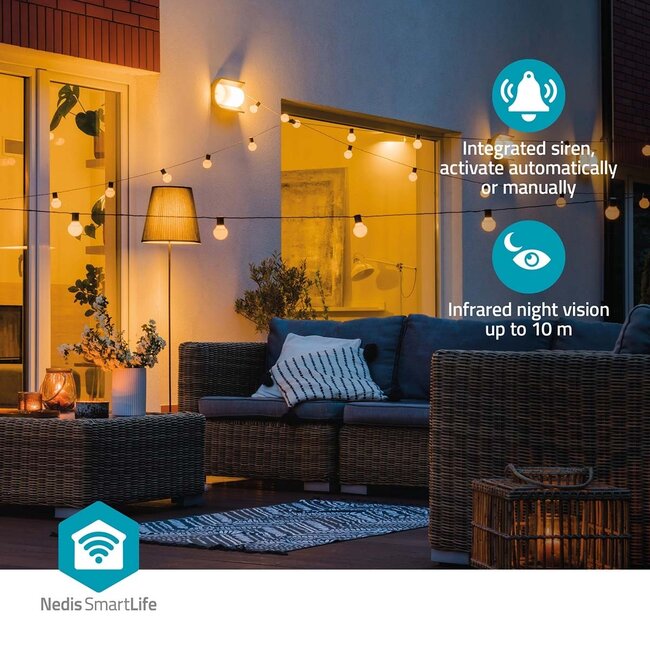 Nedis SmartLife Außenkamera mit Spotlight | USB-Stromversorgung | Wi-Fi | 3MP Full HD 1296p