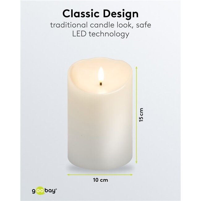 Goobay LED-Kerze | 15 cm | Timerfunktion | Weiß | IP20