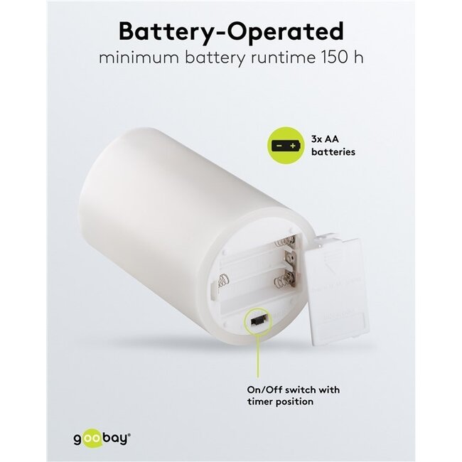 Goobay LED-Kerze | 15 cm | Timerfunktion | Weiß | IP20