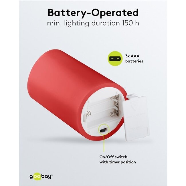 Goobay LED-Kerzenset | 4 Stück | 10 cm | Timerfunktion | Rot | IP20