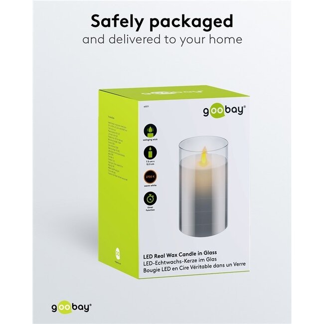 Goobay LED-Glaskerze 12,5 cm mit Timer Grau IP20