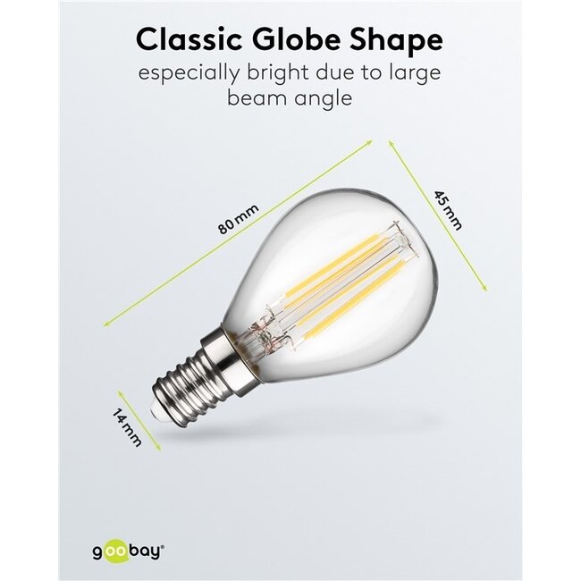 Goobay LED-Filamentlampe | Warmweiß | E14 | G45 | 4W