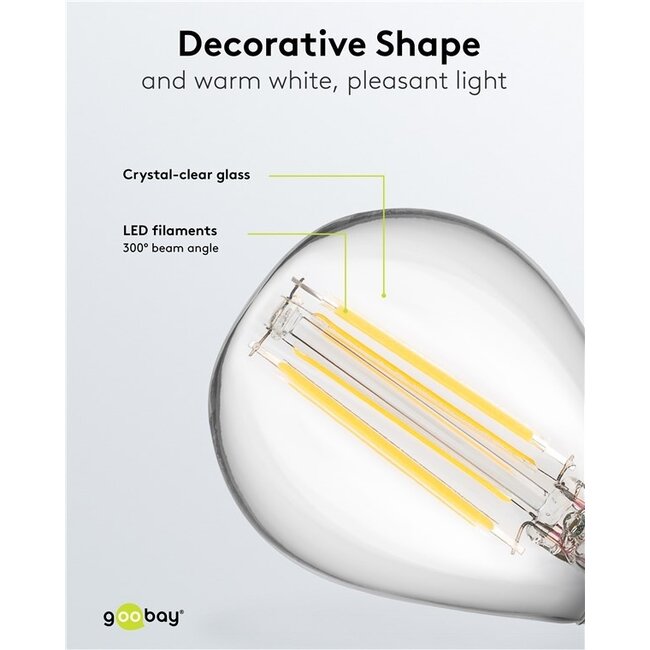 Goobay LED-Filamentlampe | Warmweiß | E14 | G45 | 4W