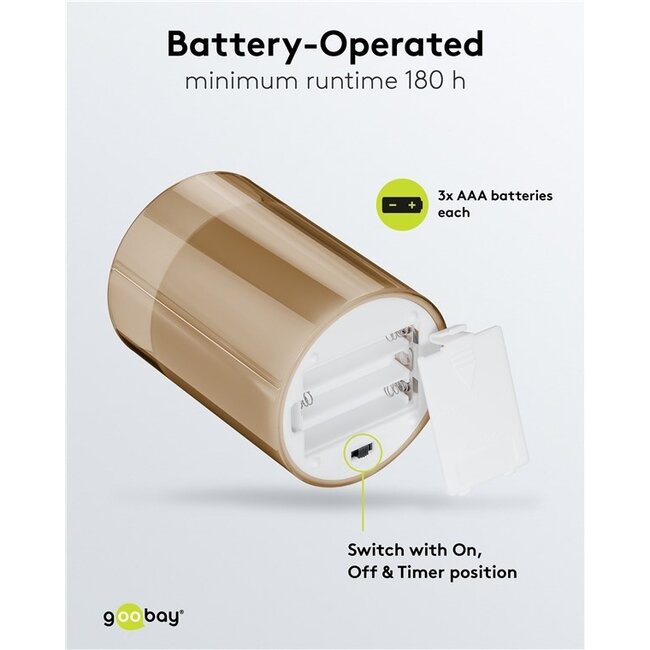Goobay LED-Glaskerzen Set | 3 Stück | Timerfunktion | Gold | IP20