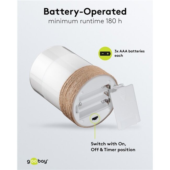 Goobay LED-Glaskerzen Set | 3 Stück | Timerfunktion | Braun | IP20
