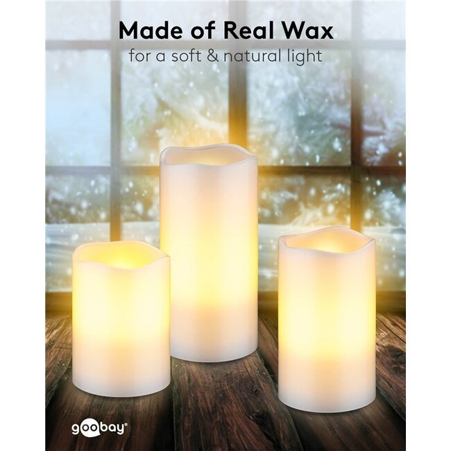 Goobay LED-Kerzenset | 3 Stück | Fernbedienung | Weiß | IP20