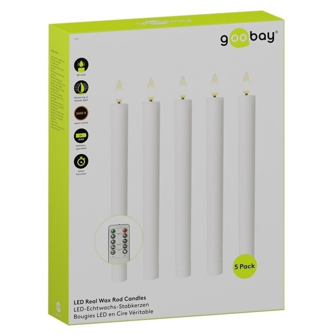 Goobay LED-Kerzenset | 5 Stück | Fernbedienung | Weiß | IP20