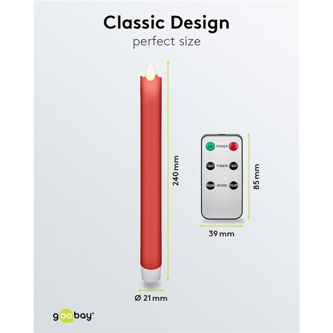 Goobay LED-Kerzenset | 5 Stück | Fernbedienung | Rot | IP20